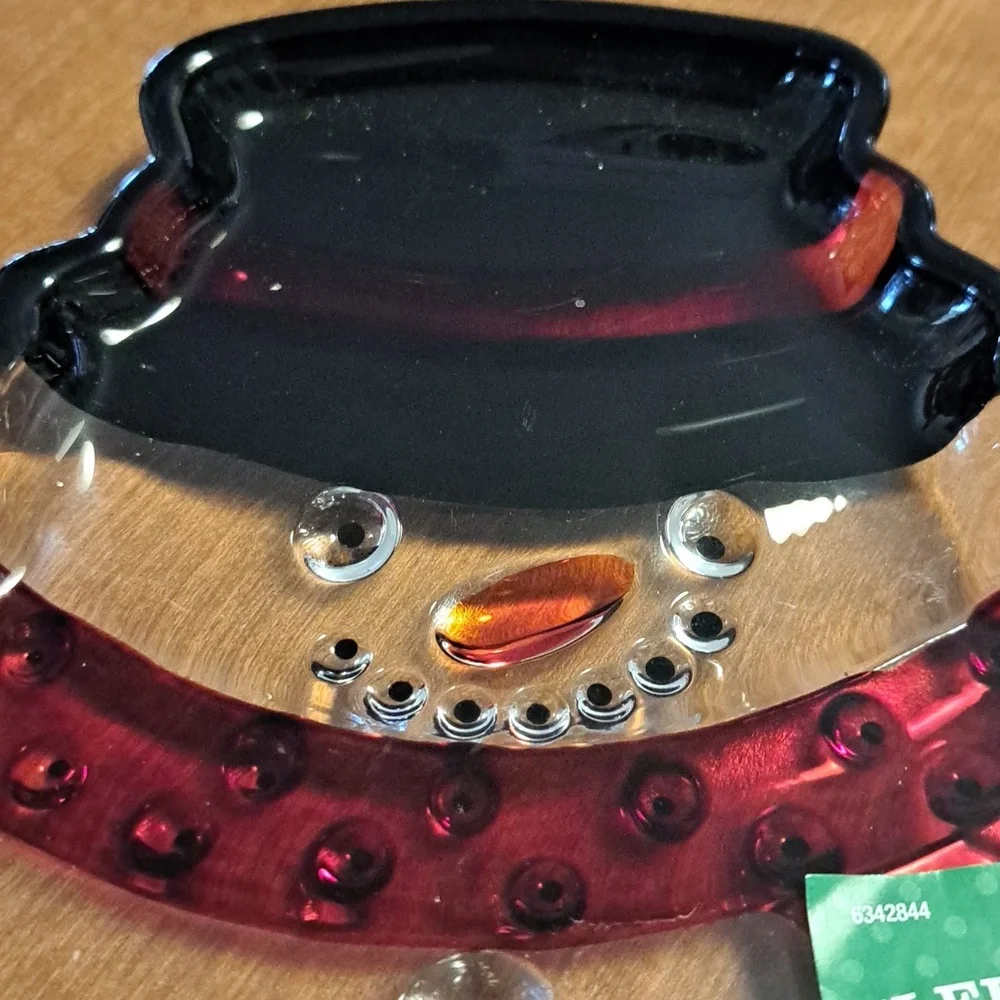 Snowman Shaped Glass Plate 6.4 X 6.5 X 0.7" - Picture 2 of 4